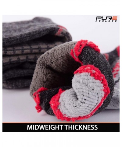 High Performance Wool Ski Socks - Thermal Warm Merino Wool OTC Sock, Men Women 3 Pairs - Black/Grey/Red $28.03 Socks