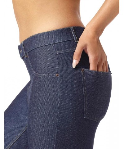 Women's Ankle Slit Essential Denim Capri Leggings with Pockets Deep Indigo Wash $13.82 Jeans