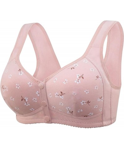 Womens Daisy & Solid Color Bra Front Closure Sports Bras Beauty Back Full Coverage Easy Close Bra Front Buckle A-pink $7.79 L...