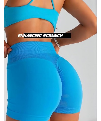 V Cross Waist Scrunch Workout Shorts for Women - 3.5 Inch High Waisted Booty Contour Gym Yoga Shorts 1 Blue $13.10 Activewear