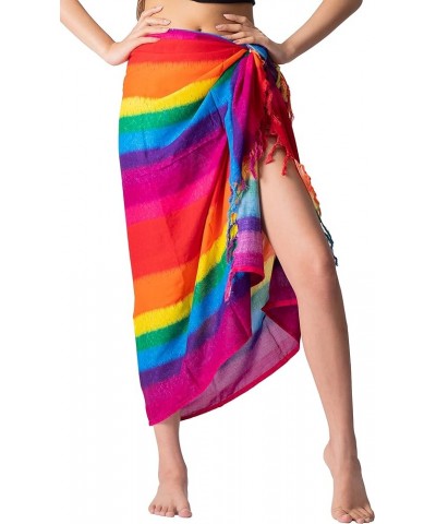 Womens Boho Skirt Sarong Wrap Maxi Skirts Tie Up Waist Beach Cover Up Rainbow $14.76 Swimsuits