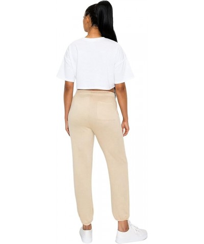 Women's Lightweight Fleece Elastic Bottom Sweatpants with Pockets Beige $9.66 Activewear