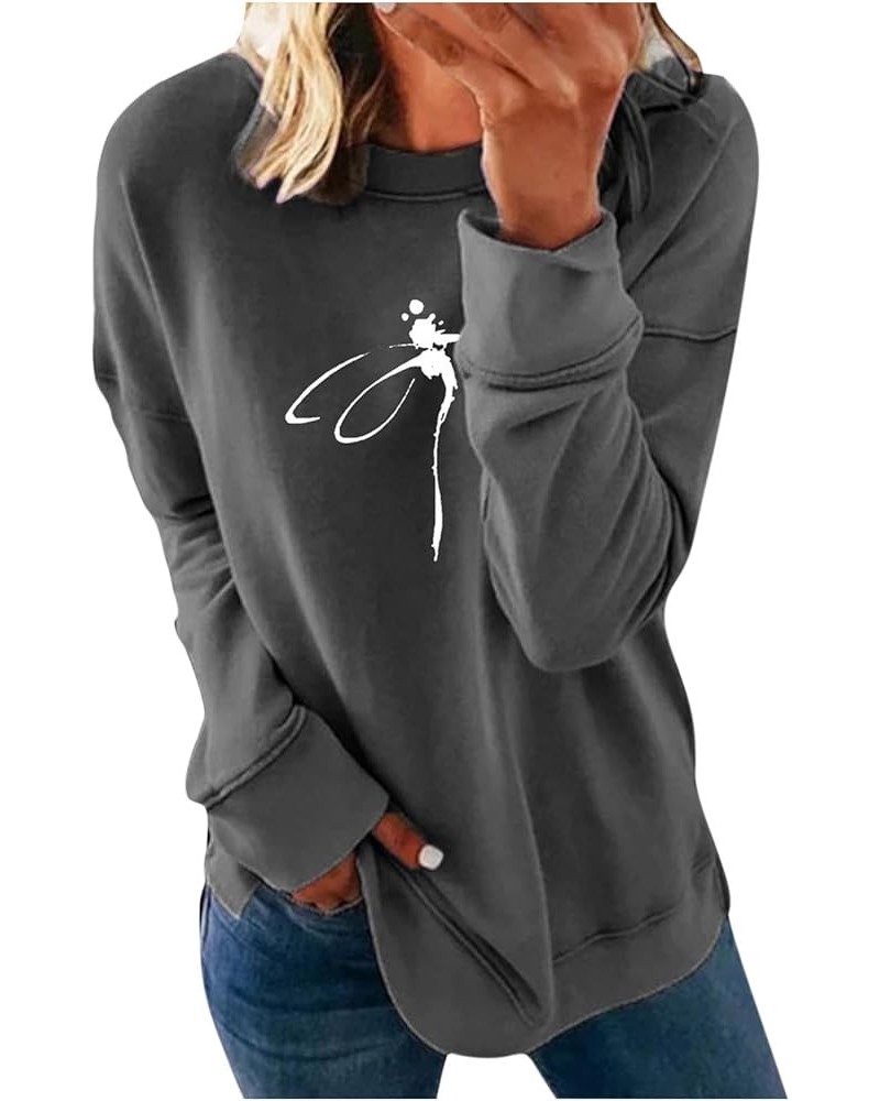 Womens Trendy Crewneck Sweatshirts Pullover Tops Long Sleeve Casual Graphic 2023 Fall Fashion Clothes A-gray My Orders $6.71 ...