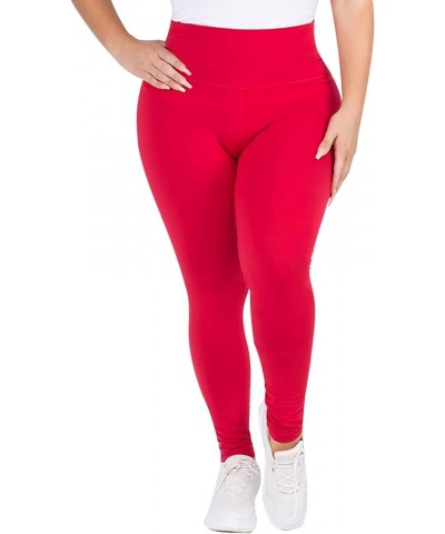 Womens High Rise Casual Soft Solid Color Leggings Plus Sizes S-2XL Crimson $11.12 Leggings