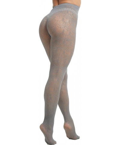 Women Patterned Tights Hollow Out Knitted Pantyhose High Waist Chiffon Lace Fishnet Stockings 1 Pair,gray $8.83 Socks