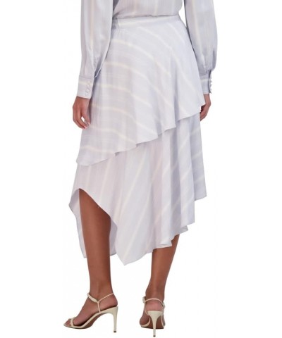 Women's Asymmetrical Midi Flare Tiered Ruffle Skirt Blue $30.79 Skirts