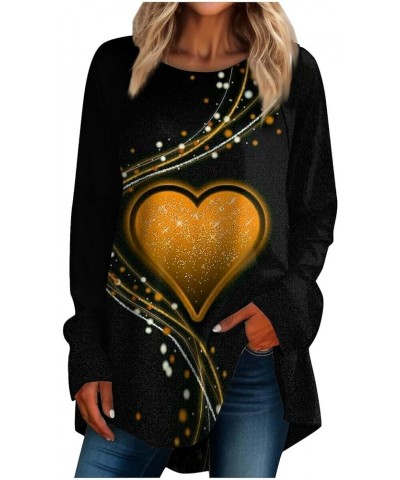 Workout Tops For Women, Valentine Shirts For Women Long Sleeve Shirt Spring Sweatshirt Heart Graphic Blouse Dressy 2-orange $...