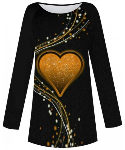 Workout Tops For Women, Valentine Shirts For Women Long Sleeve Shirt Spring Sweatshirt Heart Graphic Blouse Dressy 2-orange $...