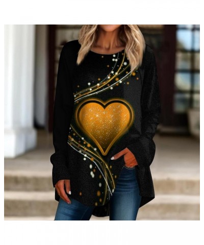 Workout Tops For Women, Valentine Shirts For Women Long Sleeve Shirt Spring Sweatshirt Heart Graphic Blouse Dressy 2-orange $...