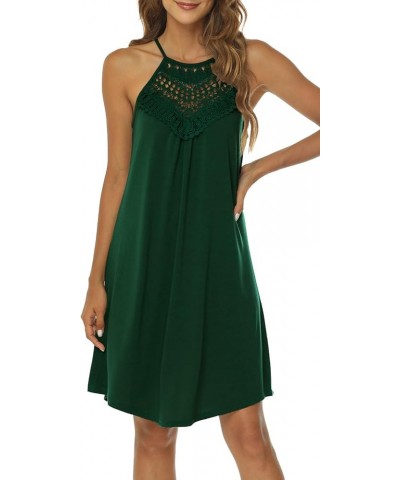 Halter Dresses for Women Summer Spaghetti Strap Beach Flowy Short Sundresses Dark Green $15.84 Dresses