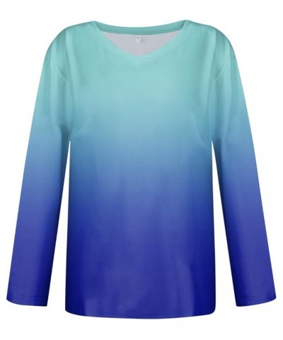 Womens Tops Dressy Casual Long Sleeve Shirts for Women Fashion Tunic Tops Lightweight Sweatshirts Vintage Tees D-blue $4.75 Tops