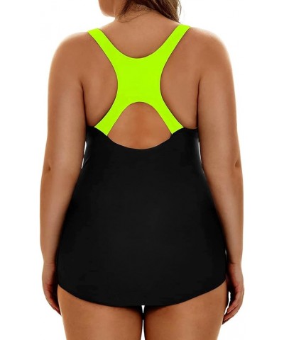 Plus Size Swimsuits Athletic One Piece Bathing Suit for Women Tummy Control Slimming Swimwear Neon Yellow $18.80 Swimsuits