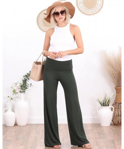 Palazzo Pants for Women Casual Summer Wide Leg Beach Pants Plus Size Made in USA Olive $17.39 Pants