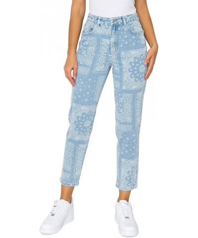 Women's Printed Mom Jeans Light Blue $32.39 Jeans