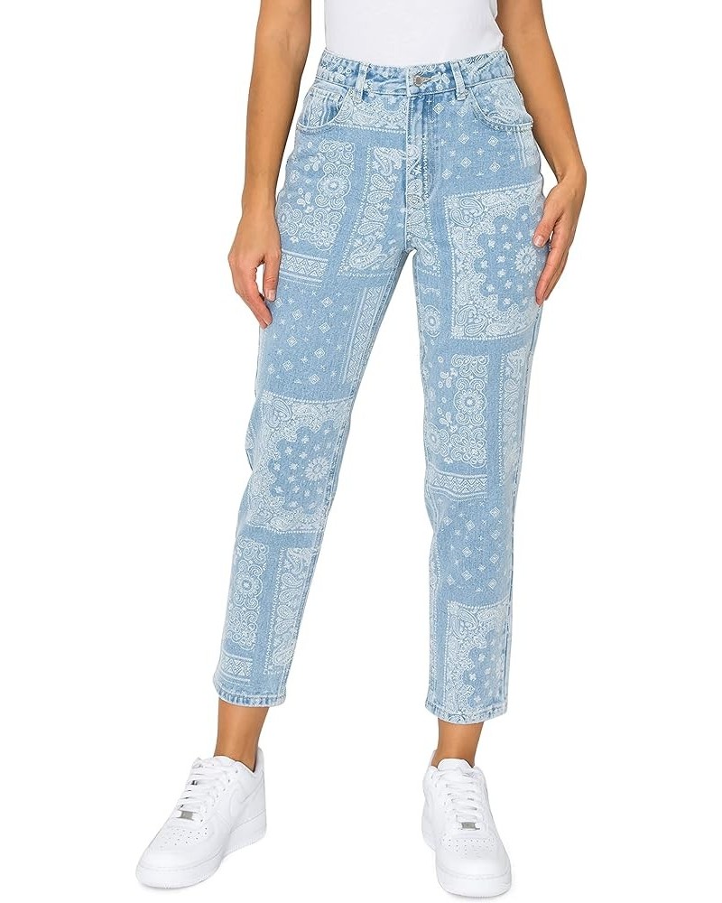 Women's Printed Mom Jeans Light Blue $32.39 Jeans