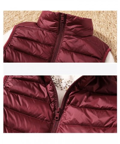 Women's Lightweight Thin Down Warm Vestsleeveless Cropped Puffer Jacket Vest Lining Pink $16.05 Vests