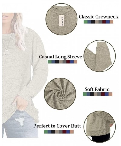 Women's-Plus-Size-Sweatshirts Long Sleeve Tops Crewneck Shirts Casual Tunics XL-4XL Khaki $16.49 Tops