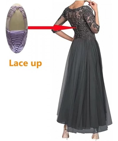 Mother of The Bride Dress for Wedding Lace Appliques 3/4 Sleeve Tea Length Chiffon Evening Prom Gown for Women Mauve $34.44 D...