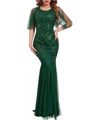 Women's Evening Dress 1920s Sequin Mermaid Hem Maxi Long Formal Ball Gown Dark Green $34.00 Dresses