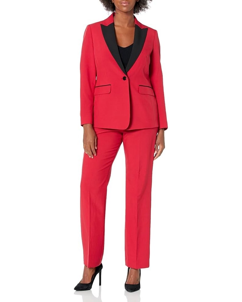 Women's 1 Button Notch Collar Jacket/Kate Pant Suit Cherry/Black $46.62 Suits