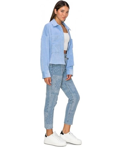 Women's Printed Mom Jeans Light Blue $32.39 Jeans