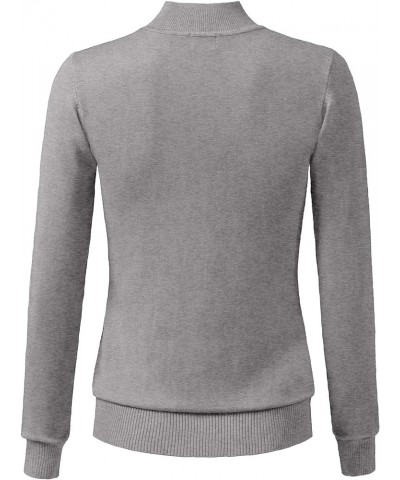 Women's Mock Neck Long Sleeve Solid Basic Soft Stretch Pullover Knit Sweater Jps001_heathergrey $15.50 Sweaters