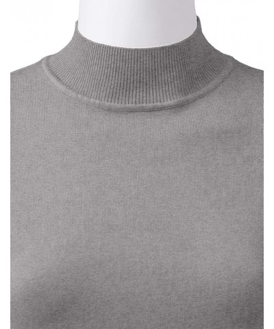 Women's Mock Neck Long Sleeve Solid Basic Soft Stretch Pullover Knit Sweater Jps001_heathergrey $15.50 Sweaters