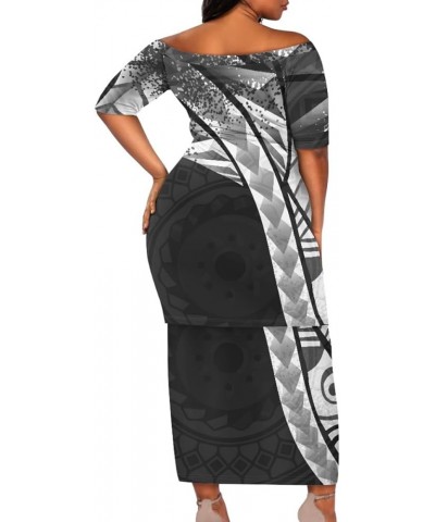 Women Polynesian Tribal Samoan Puletasi Tatau Print Off Shoulder Long Dress 2Pcs Set Top Skirts Outfits Grey Triangle $23.39 ...