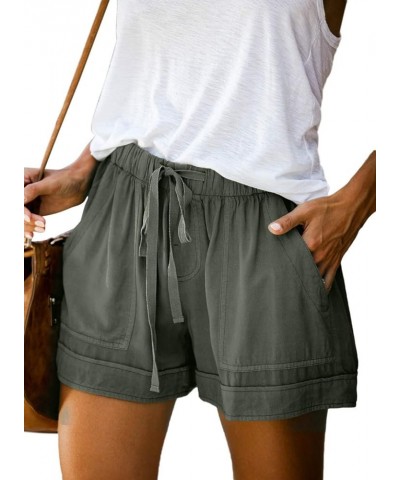 Women's Casual Loose Summer Beach Shorts Comfy High Waist Loungwear Athletic Shorts with Pockets A-green $13.50 Shorts