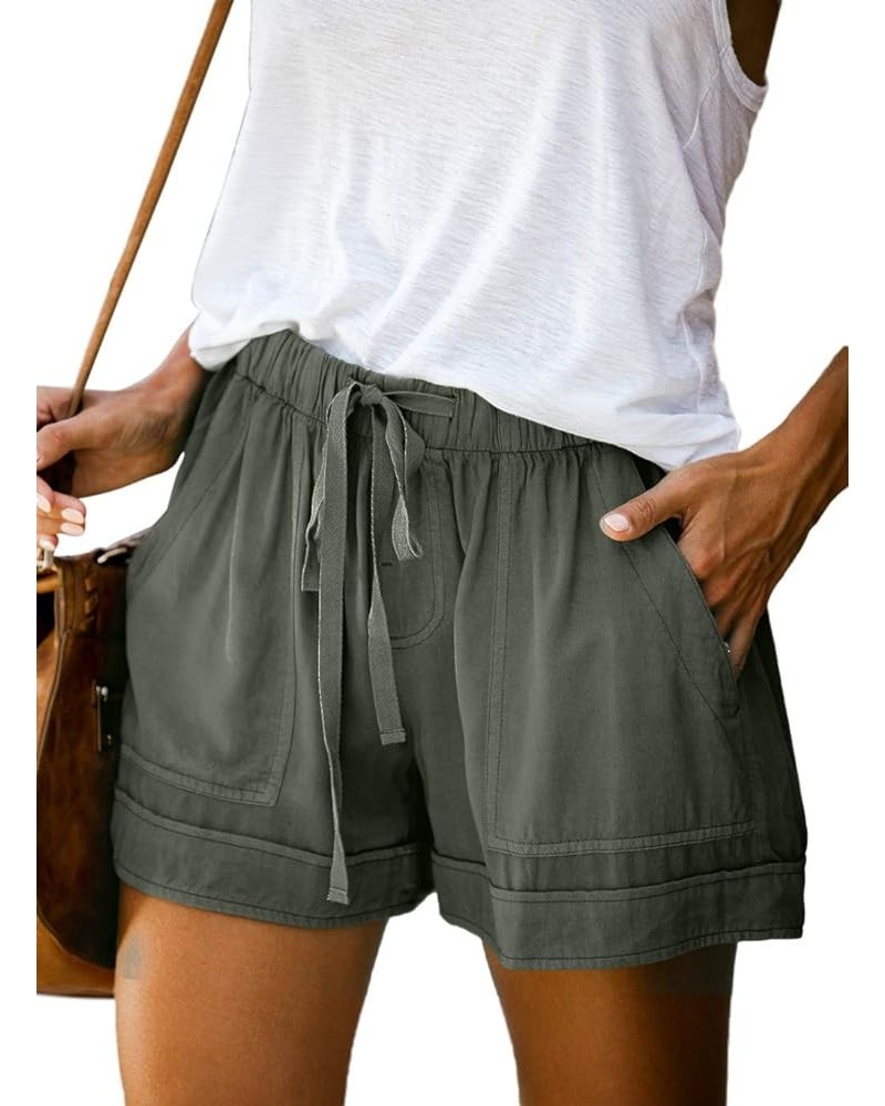 Women's Casual Loose Summer Beach Shorts Comfy High Waist Loungwear Athletic Shorts with Pockets A-green $13.50 Shorts