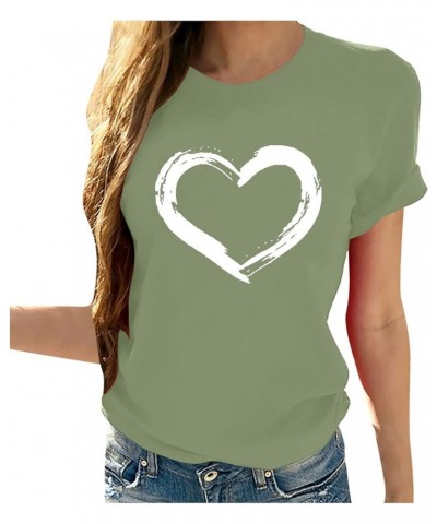 Valentines Day Shirts for Women Short Sleeve Crewneck Love Print Tee Tops Casual Loose T-Shirts 2024 Trendy Blouses A 01(vale...