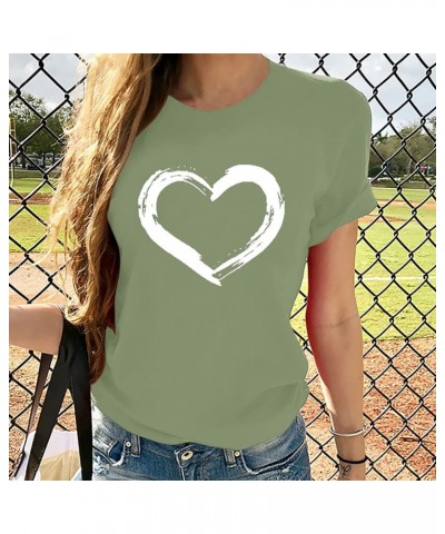 Valentines Day Shirts for Women Short Sleeve Crewneck Love Print Tee Tops Casual Loose T-Shirts 2024 Trendy Blouses A 01(vale...