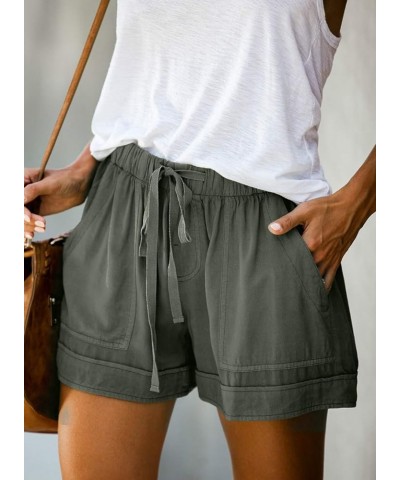 Women's Casual Loose Summer Beach Shorts Comfy High Waist Loungwear Athletic Shorts with Pockets A-green $13.50 Shorts