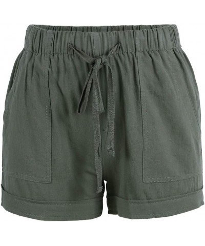 Women's Casual Loose Summer Beach Shorts Comfy High Waist Loungwear Athletic Shorts with Pockets A-green $13.50 Shorts