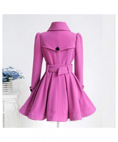 Womens Swing Wool Blend Pea Coat Double Breasted Trench Coat With Belt Grey $22.83 Coats