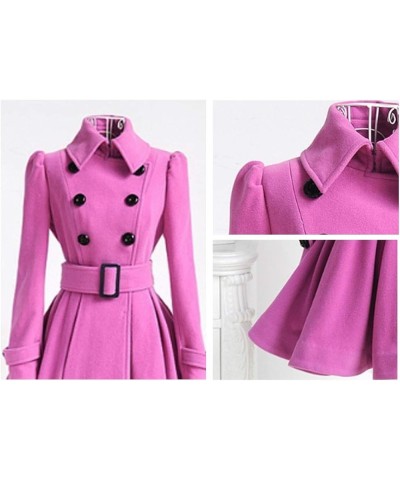 Womens Swing Wool Blend Pea Coat Double Breasted Trench Coat With Belt Grey $22.83 Coats