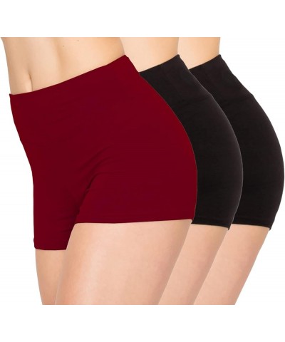 3 Pack Yoga Shorts – Super Soft Slip Shorts for Women Sho 3p Black/Black/Burgundy $20.13 Activewear