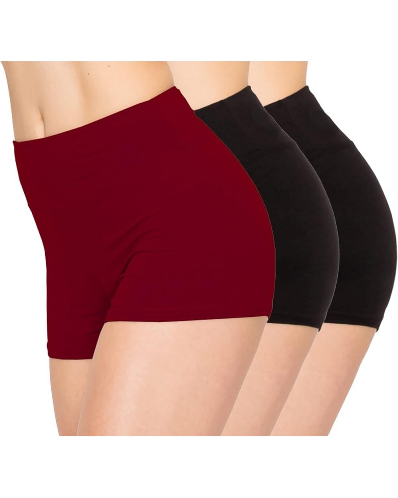 3 Pack Yoga Shorts – Super Soft Slip Shorts for Women Sho 3p Black/Black/Burgundy $20.13 Activewear