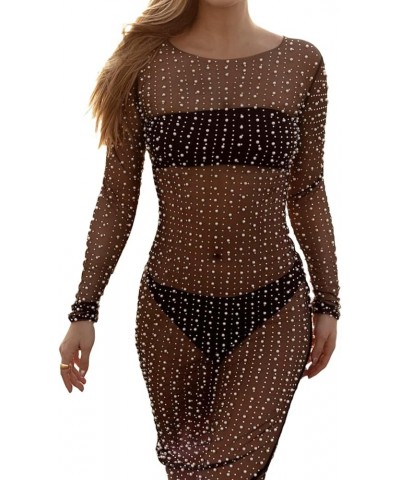 Women's Sexy Y2k See Through Lace Cover Up Skinny Bodycon Dress Summer Sheer Mesh Bikini Coverup Beach Bathing Suit Mesh Blac...