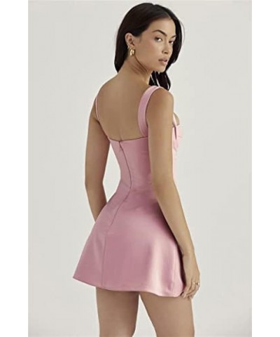 Women Going Out Mini Dress Sexy Spaghetti Strap Low Cut Bodycon Mini Dress Lace Dress Party Clubwear Pink-b $16.80 Dresses