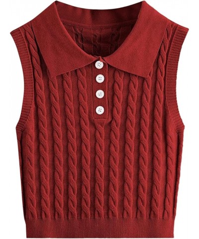 Women's Sweater Casual V-Neck Pullover Shirt Collision Color Sleeveless Sweater Vest Fashion Winter Wine $11.30 Sweaters