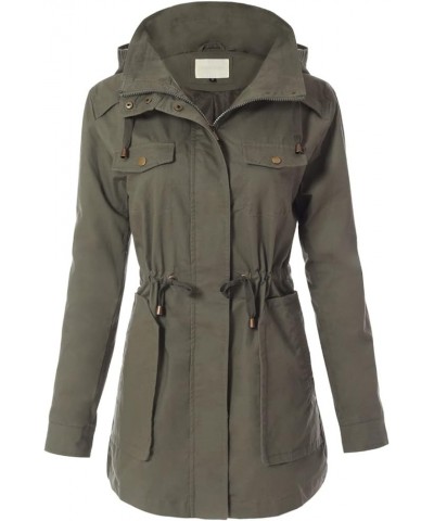 Women's Lightweight Military Safari Anorak Utility Junior Fit Hoodie Jacket B Olive $23.96 Jackets