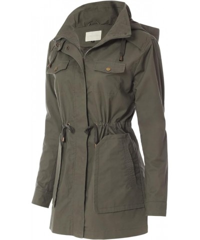 Women's Lightweight Military Safari Anorak Utility Junior Fit Hoodie Jacket B Olive $23.96 Jackets