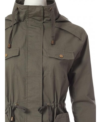 Women's Lightweight Military Safari Anorak Utility Junior Fit Hoodie Jacket B Olive $23.96 Jackets