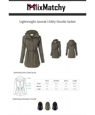 Women's Lightweight Military Safari Anorak Utility Junior Fit Hoodie Jacket B Olive $23.96 Jackets