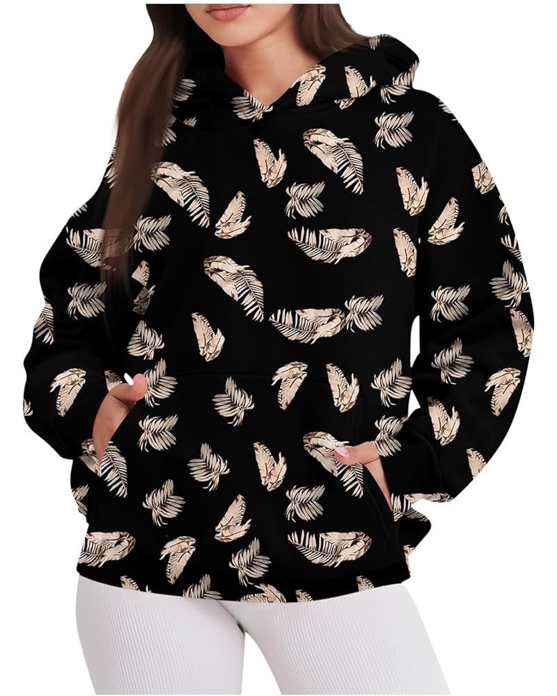 Hoodies for Women Round Neck Long Sleeve Sweatshirt Pocket Floral Print Pullovers Fashion Sweatshirts Cute Shirt 2-black $13....