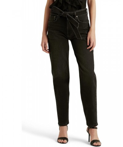 Lauren Ralph Lauren Belted High-Rise Round Tapered Jeans in Empire Black Wash Empire Black Wash 6 $34.00 Jeans