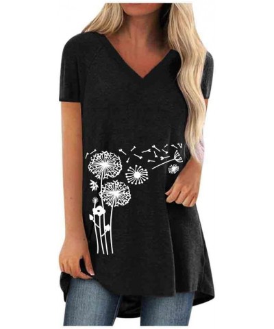 Womens Long Tunics or Tops to Wear with Leggings Short/Long Sleeve Blouses Shirts V Neck Dandalion $13.20 Tops