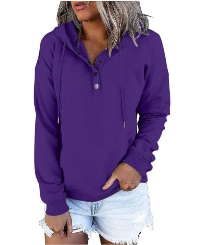 Women Hooded Sweatshirts Solid Plain Top Dressy Casual Tunic Blouses Y2K Hoodies Pullover Tops Fall Outfits Clothes 06 Purple...