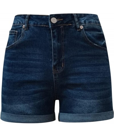 Jean Shorts Womens Teen Girls Casual Summer High Waisted Stretchy Rolled Hem Tassels Denim Shorts with Pockets Dark Blue $7.2...